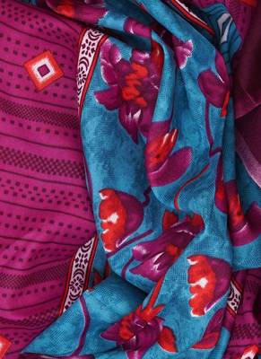 Rani Pink Cotton Geometric Unstitched Suit With Cotton Dupatta 5