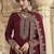 Dark crimson color dola silk semi stitched embroidered designer suit