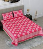 100% cotton pink floral design double bedsheet(90x100 inch)