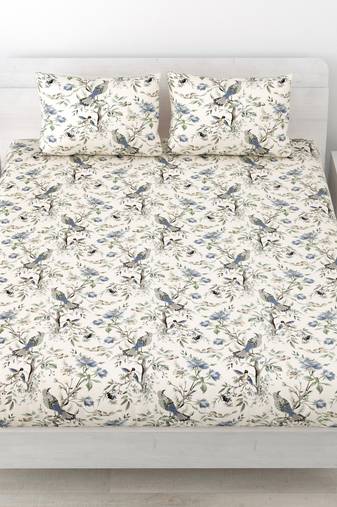 Premium 100% cotton king size flower printed double bedsheets with 2 pillow covers (90x108 inch)