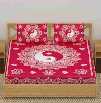 100% cotton red color circle printed double bedsheet (90x100 inch) 1