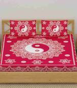100% cotton red color circle printed double bedsheet (90x100 inch)