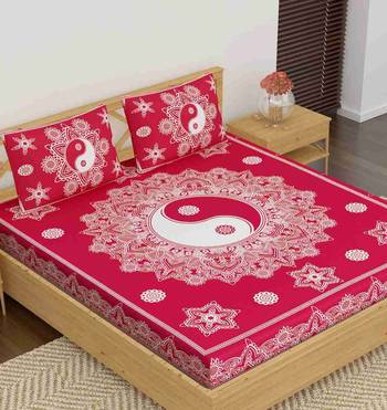 100% cotton red color circle printed double bedsheet (90x100 inch) 2