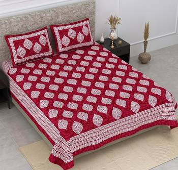 100% cotton red floral design double bedsheet(90x100 inch) 1