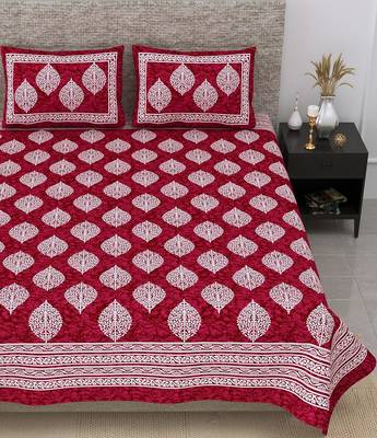 100% cotton red floral design double bedsheet(90x100 inch) 3