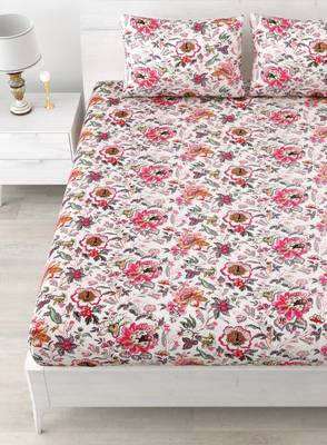 Premium 100% cotton king size multicolor flower printed double bedsheets with 2 pillow covers (90x108 inch) 2