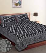 100% cotton black color booti printed double bedsheet (90x100 inch)