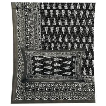 100% cotton black color booti printed double bedsheet (90x100 inch) 2