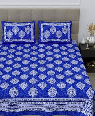 100% cotton blue floral design double bedsheet(90x100 inch) 4