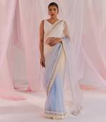 Ivory & blue ombre renee saree set