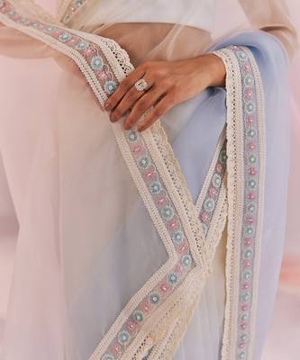 Ivory & blue ombre renee saree set 3