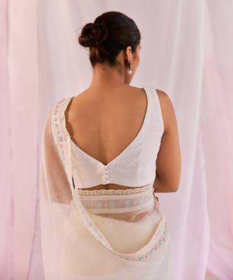 Ivory & blue ombre renee saree set 5