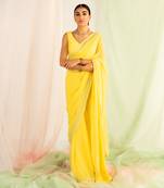 Yellow embroidered saree set