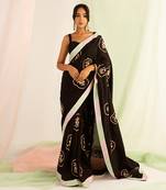 Black embroidered handcrafted saree set