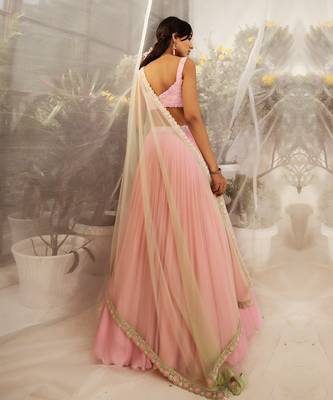 Candy Pink Hand Embroidered Lehenga Set 2