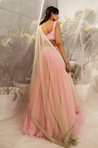 Candy Pink Hand Embroidered Lehenga Set