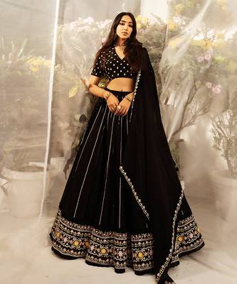 Black Hand Embroidered Lehenga Set 1