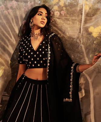 Black Hand Embroidered Lehenga Set 2