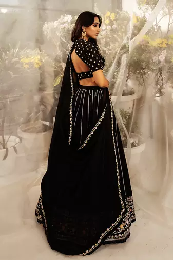 Black Hand Embroidered Lehenga Set