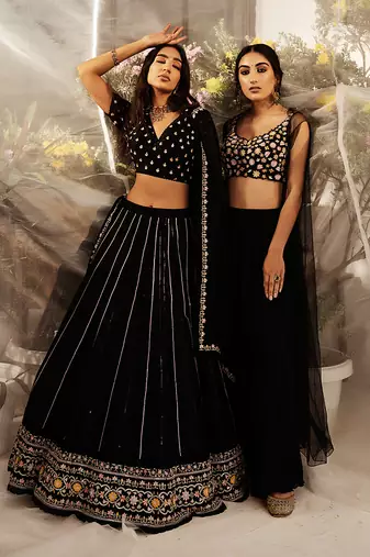 Black Hand Embroidered Lehenga Set