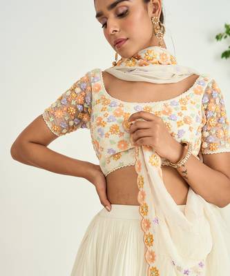Ivory Embroidered Lehenga Set 4