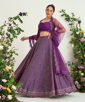 Purple Hand Embellished Lehenga Set 2