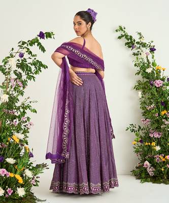 Purple Hand Embellished Lehenga Set 3