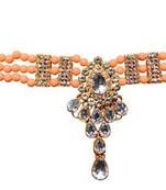 Peach Colour Gold Plated Nacklace