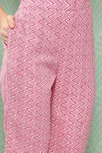 pink chevron print lapelled collar co ords