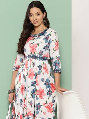 women white comes with a belt fit and flare dress 1