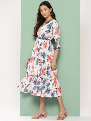 women white comes with a belt fit and flare dress 2