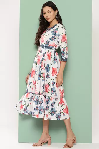 women white comes with a belt fit and flare dress