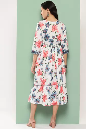 women white comes with a belt fit and flare dress