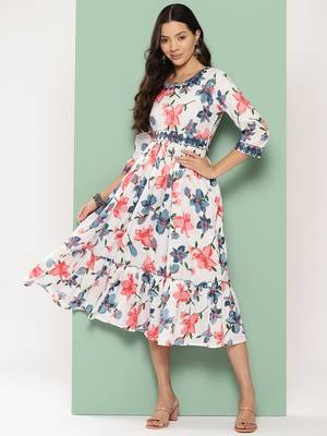 women white comes with a belt fit and flare dress 5