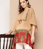  red and beige striped kaftan top