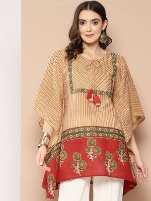  red and beige striped kaftan top 2
