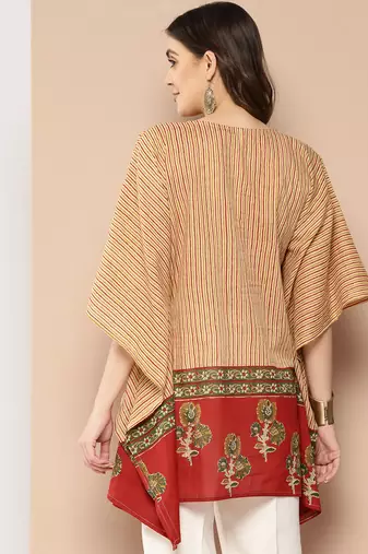  red and beige striped kaftan top