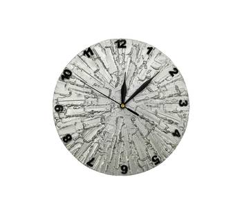 Wood Hand Painted Analog Wall Clock (Silver) 1