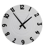 Wood Hand Painted Analog Wall Clock (White, Black)