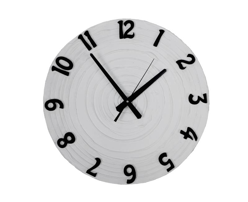 Wood Hand Painted Analog Wall Clock (White, Black)