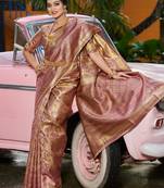 Sangam prints gold & mauve kanjivaram silk woven work traditional tassels saree