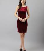 Keri perry women's maroon velvet solid sheath western dress