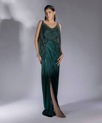 Bottle green dress set 1