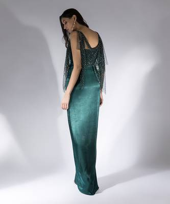 Bottle green dress set 2