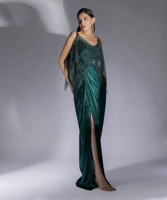 Bottle green dress set 3