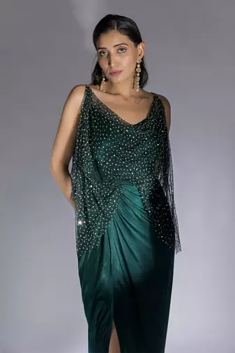 Bottle green dress set