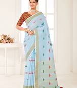 Sangam Prints Sky blue Banarasi Silk Woven Work Traditional Tassels Saree