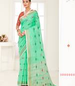 Sangam Prints Sea Green Banarasi Silk Woven Work Traditional Tassels Saree