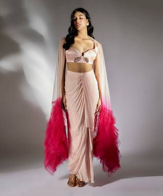 Peach pink skirt set 1