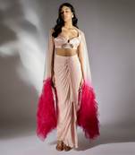 Peach pink skirt set